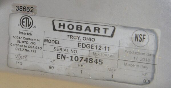 Hobart EDGE12-11 Electric 12" Manual Deli Meat Slicer 1/2HP