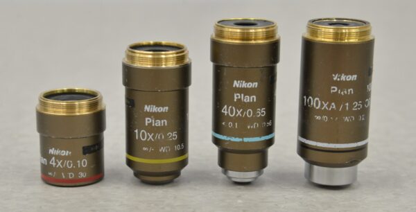 Nikon Eclipse 50i Upright Microscope W/ 4 Plan Objectives 4x, 10x, 40x, 100xA