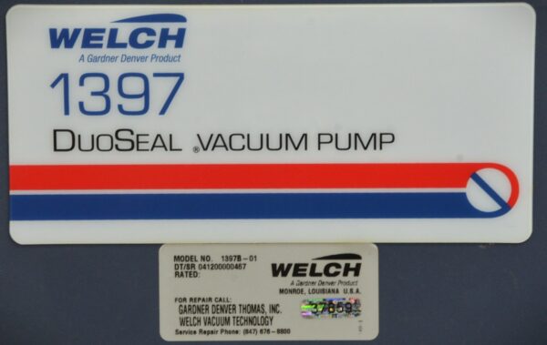 Welch 1397 DuoSeal Belt Drive Vacuum Pump 1397B-01 115V 1 HP