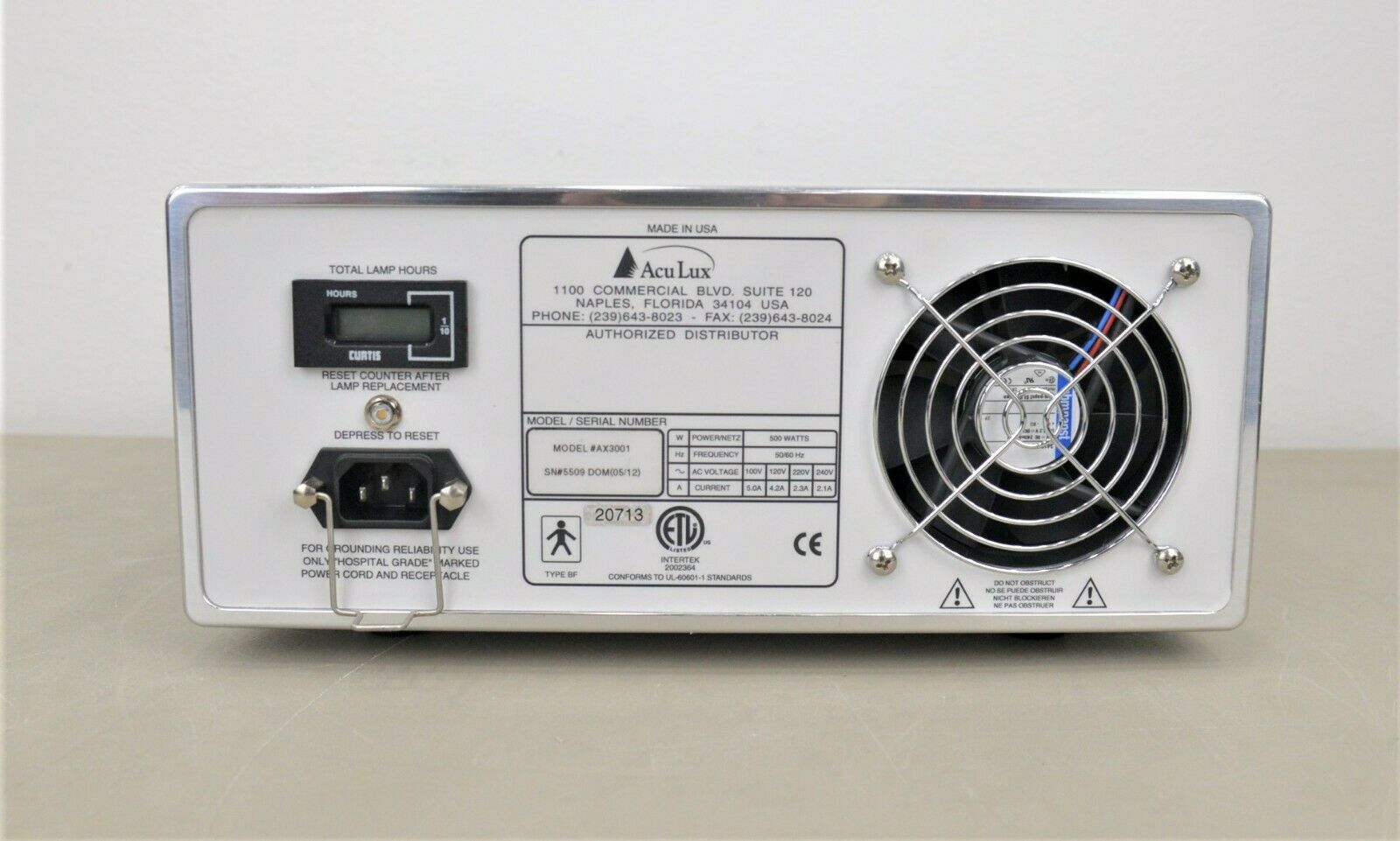 Aculux 300xe Ax3001 500 Watt Xenon Endoscope Light Source 20713 Rhino Trade Llc