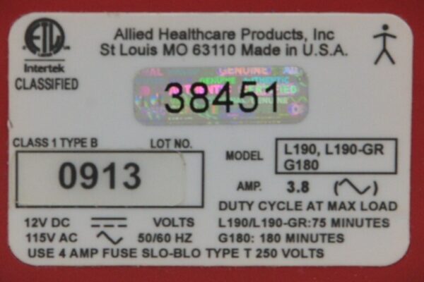 Allied Healthcare Gomco OptiVac G180 Portable Aspirator