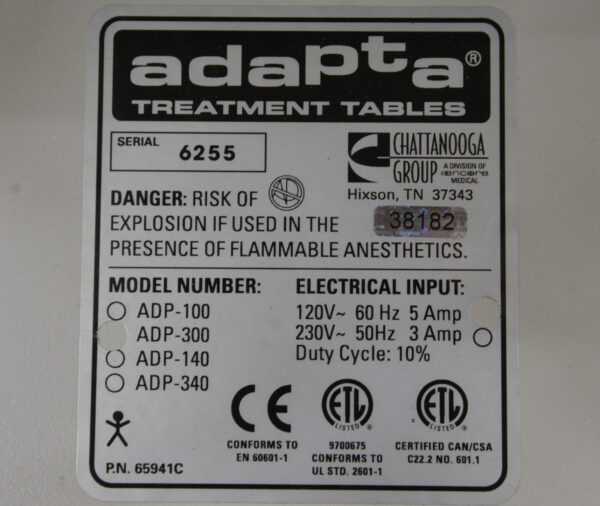 Chattanooga Group Adapta ADP-300 Treatment Table W/ Remote