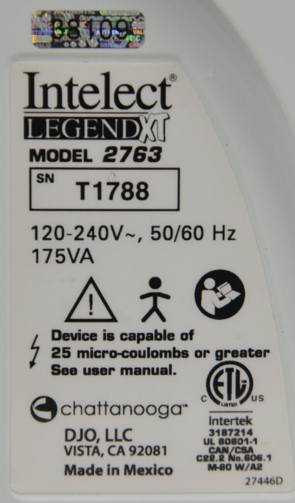 Chattanooga Intelect Legend XT 2763 Electrotherapy Unit 4-Channel W/ Module 2781 & Rolling Cart