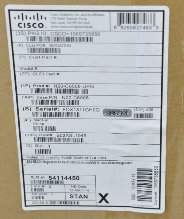 Cisco N20-C6508-UPG Blade Server Chassis