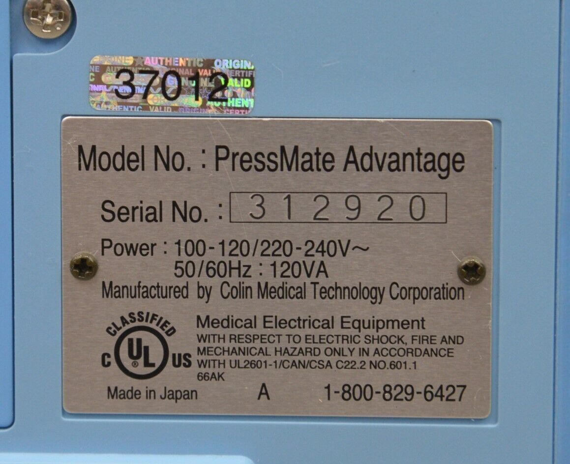 Colin Press-Mate Advantage Blood Pressure Monitor W/ Nellcor SpO2