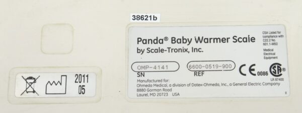 GE Healthcare Panda Baby Warmer Scale 6600-0519-900