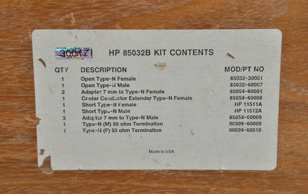 Hewlett Packard 85032B Type N Calibration Kit HP Keysight Rhino Trade LLC