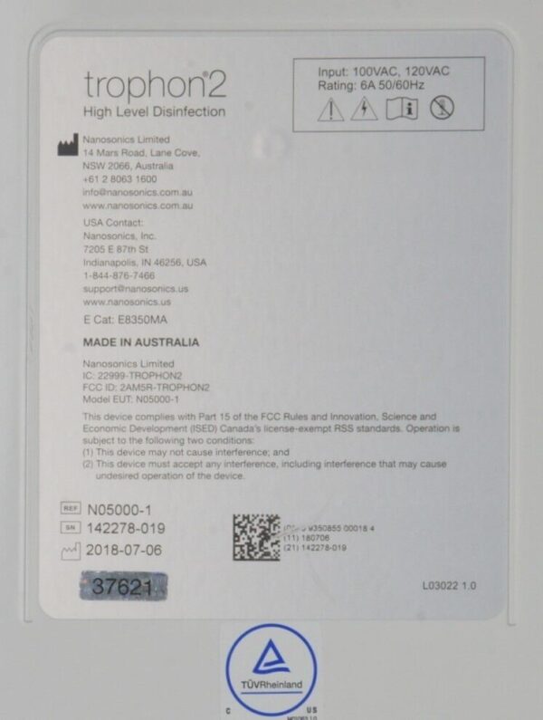 Nanosonics Trophon 2 High-Level Ultrasound Probe Disinfection System - N05000-1