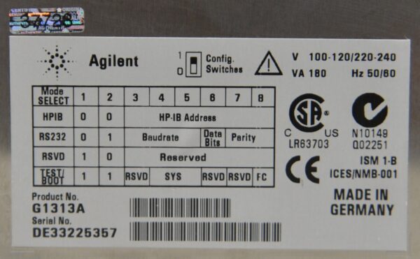 Agilent G1313A Autosampler 1100 Series W/ IEEE-4888 GPIB Cable
