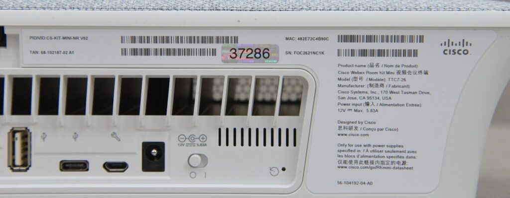 Cisco CS-KIT-MINI-NR-K9 TTC7-26 TTC5-15 Webex Room Kit Mini Conference ...