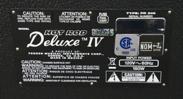 Fender Hot Rod Deluxe IV PR 246 1x12" Tube Combo Guitar Amplifier W/ Footswitch