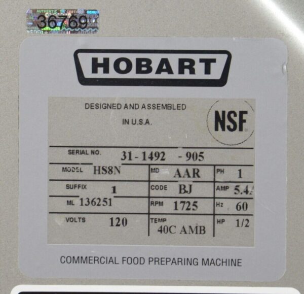 Hobart HS8N 13" Commercial Deli Meat Slicer 120V 1/2HP