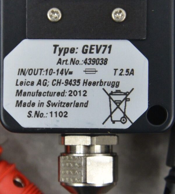 Leica Geosystems GEV71 Car Battery Cable 12V W/ Alligator Clips P/N: 439038