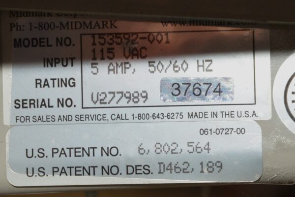 Midmark 153592-001 UltraComfort Dental Chair W/ Foot Pedal