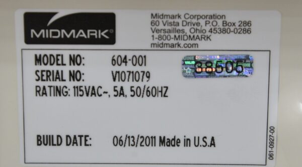 Midmark 604-001 Barrier Free Manual Examination Table