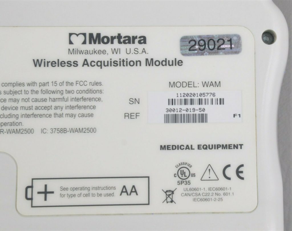 Mortara WAM 12Lead Wireless Acquisition Module 3001201950 w/ 10Lead