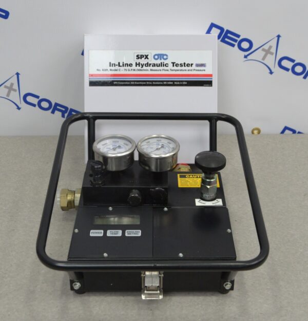 SPX OTC Model C-75 GPM In-Line Hydraulic Tester Flow Temp & Pressure 4221