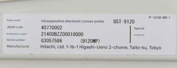 Aloka UST-9120 Intraoperative Convex Transducer 40770002