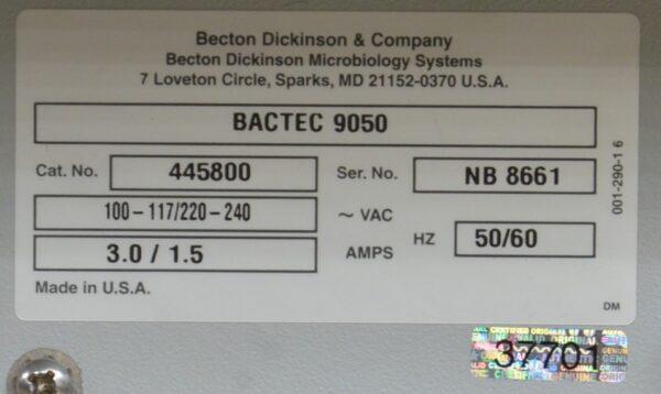 BD Bactec 9050 Blood Culture System 445800