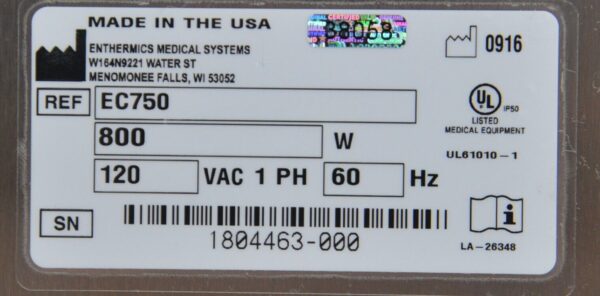 Enthermics Medical Systems EC750 Blanket Warming Cabinet