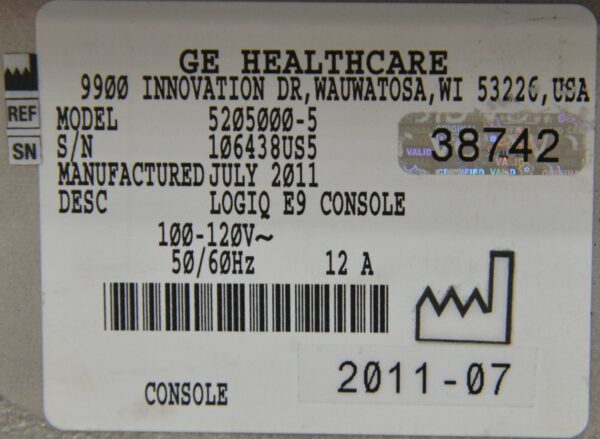GE Logiq E9 Ultrasound System 5205000-5 W/ C1-5 & 9L-D Transducers