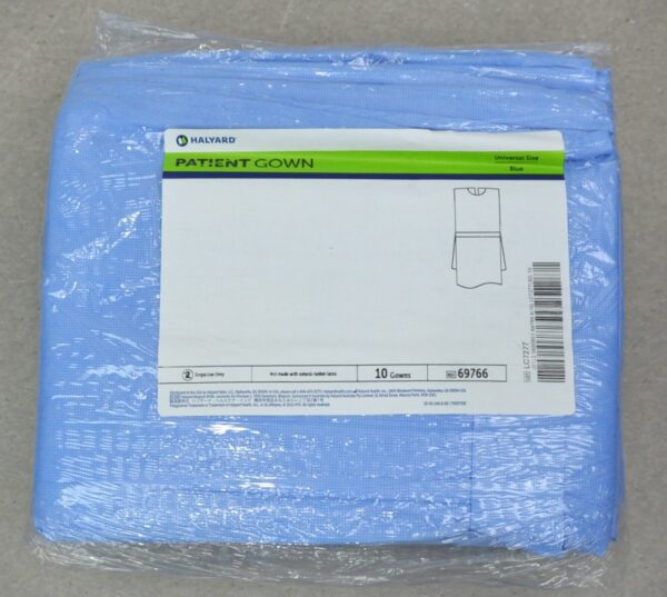 Halyard 10 Piece Patient Gown 69766 Universal Size Blue Case of 10