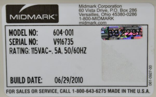 Midmark 604-001 Barrier Free Manual Examination Table