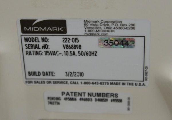 Midmark Ritter 222-015 Barrier Free Power Examination Chair w/ Footswitch