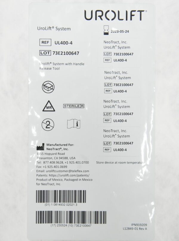 NeoTract UL400-4 Urolift System W/ Handle Release Tool Box of 4 EXP. 2023-05-24