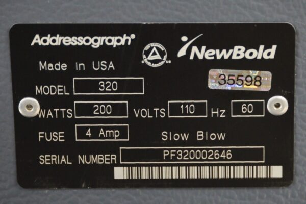 NewBold Addressograph 320 Embossing Machine With Keyboard & Case