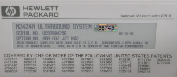 Philips HP Sonos 5500 M2424A Ultrasound System W/ Philips 21221A Doppler Probe
