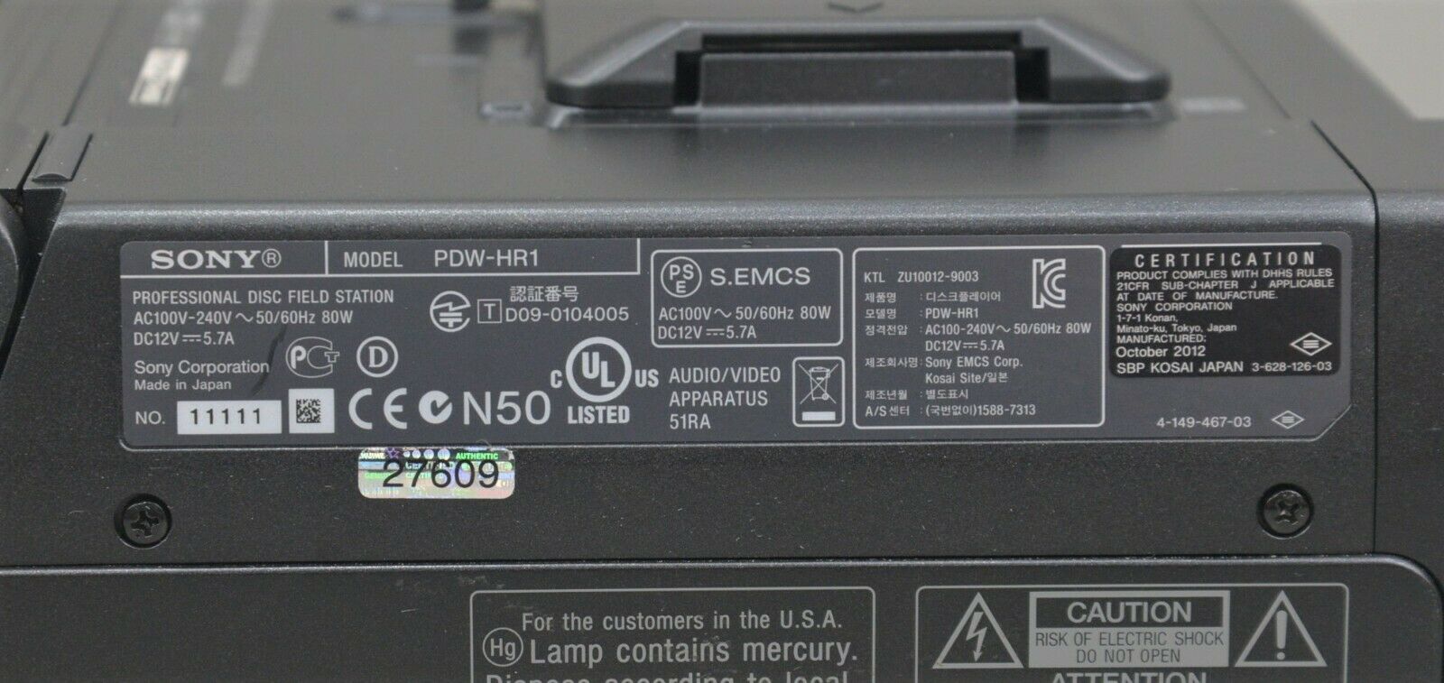 Sony PDW-HR1/MK1 XDCAM HD422 Portable Field Recorder w/ SxS Card Reader &  Case
