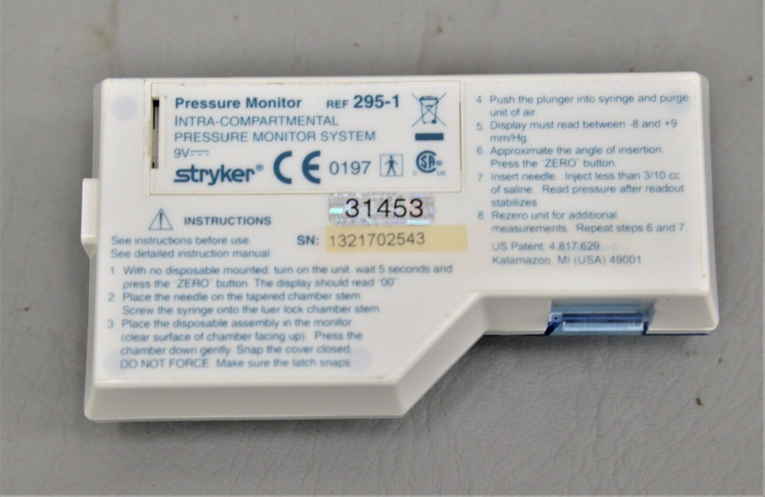 Stryker Pressure Monitor System Ref. 2951 Rhino