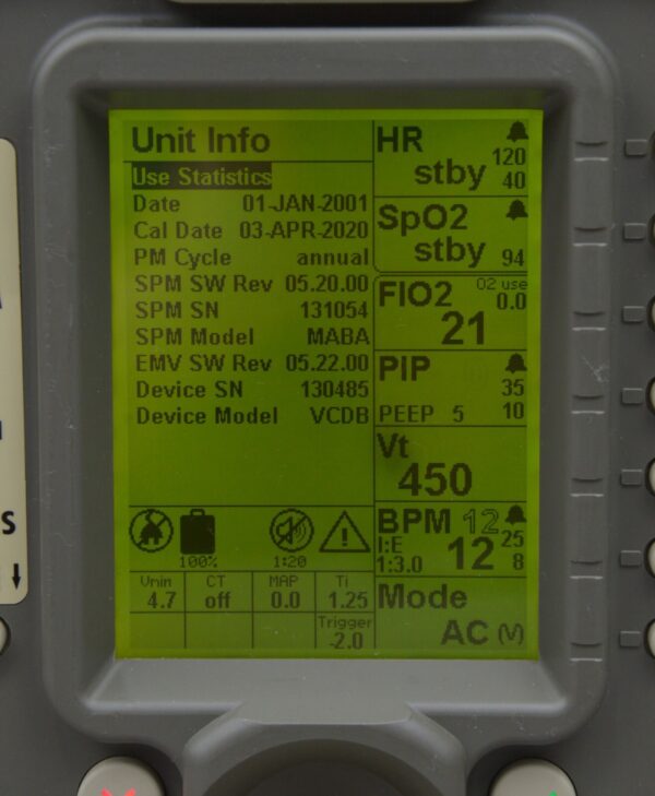 Zoll Uni-Vent EMV+ 731 Series Ventilator W/ Masimo SpO2