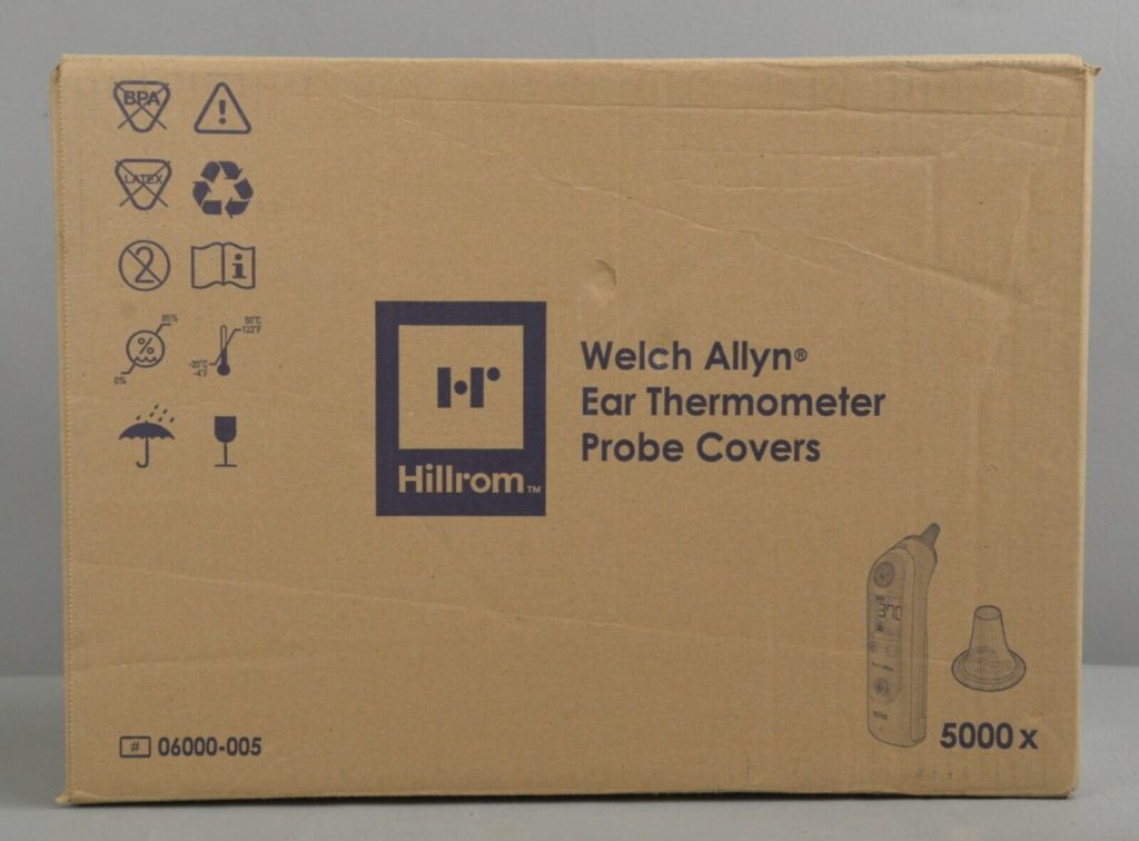 Case of 25 Hillrom Welch Allyn Ear Thermometer Probe Covers 06000005
