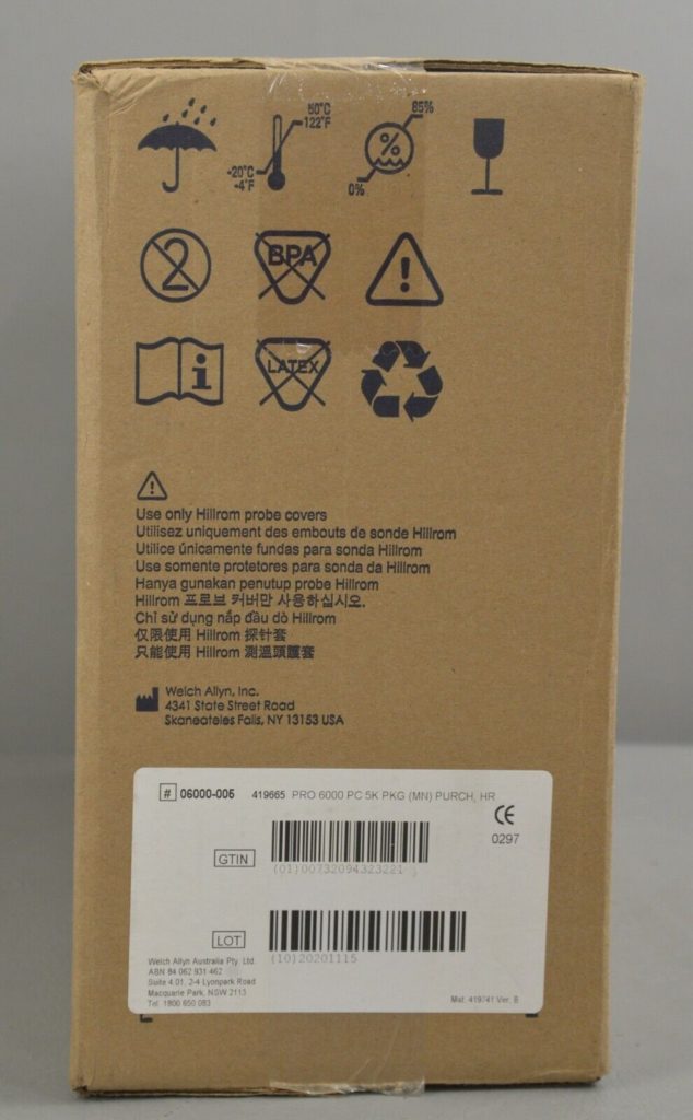 Case of 25 Hillrom Welch Allyn Ear Thermometer Probe Covers 06000005