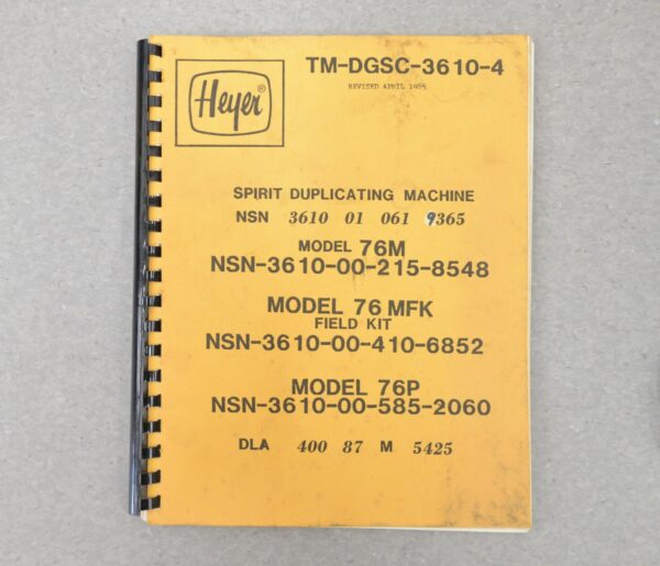 Heyer 76 Conqueror Spirit Duplicator