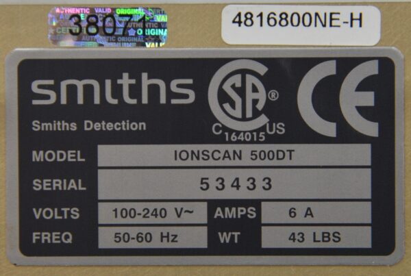 Smiths Detection IONSCAN 500DT Explosive Detector Portable Desk Top System